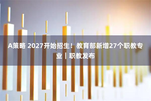 A策略 2027开始招生！教育部新增27个职教专业｜职教发布